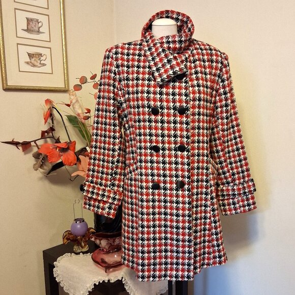 NEW Women Red Black White Double-Breasted Lined Trench Coat Winter Outerwear 16 - Picture 1 of 10